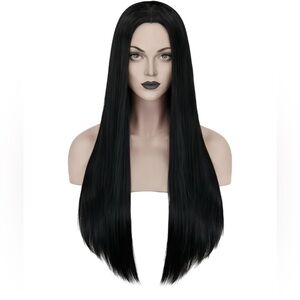 27 Inch Heat Resistant Black Wig